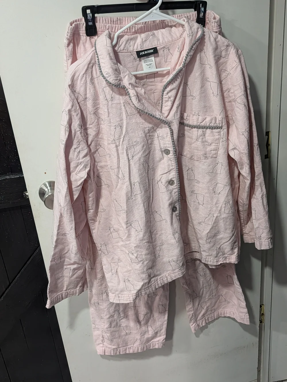 Joe Boxer Pale Pink Two-Piece Cat Print Pajama Set
